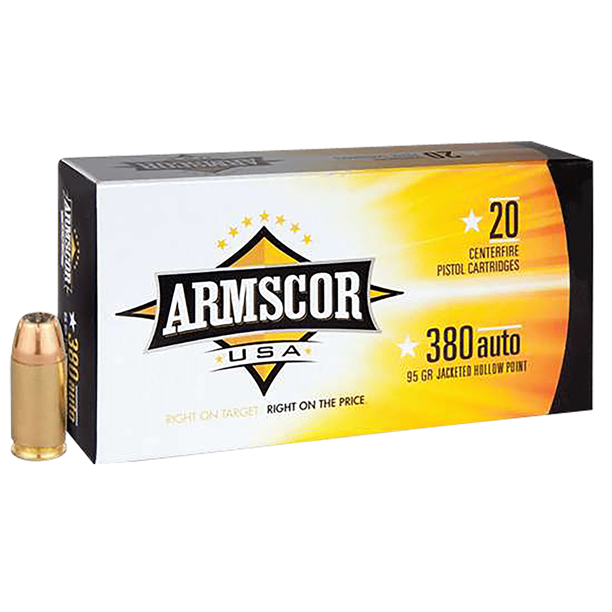Armscor USA 380 ACP 95 gr Jacket Hollow Point 20 Per Box Armscor USA 380 ACP 95 gr Jacket Hollow Point 20 Per Box