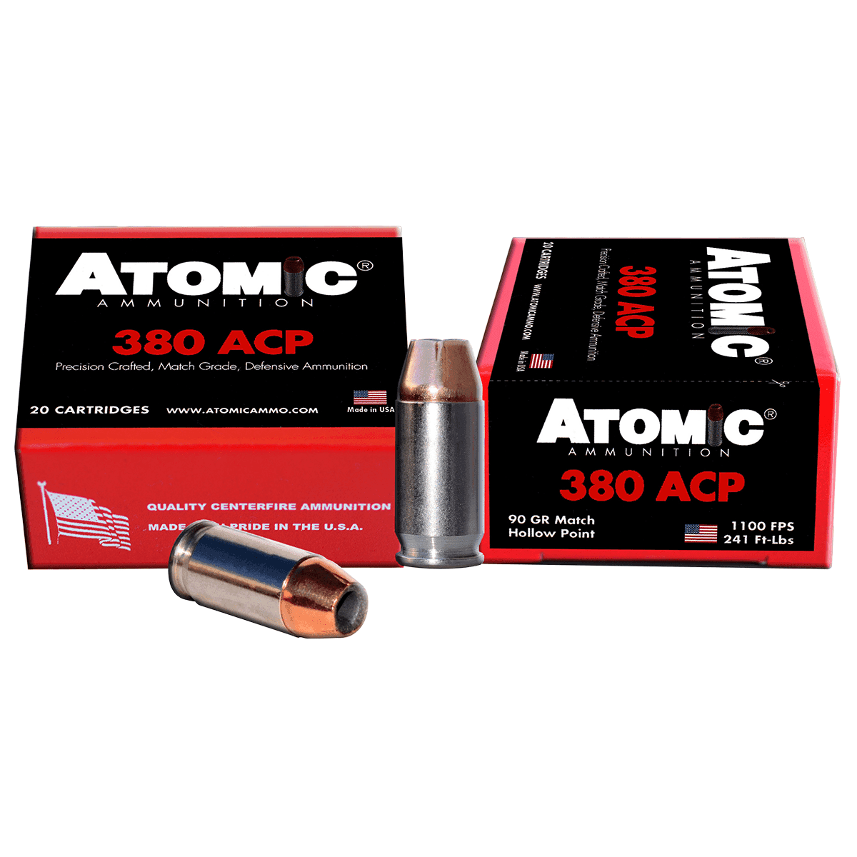 Atomic Ammunition Pistol Precision Craft 380 ACP 90 gr Hollow Point 20 Per Box Atomic Ammunition Pistol Precision Craft 380 ACP 90 gr Hollow Point 20 Per Box
