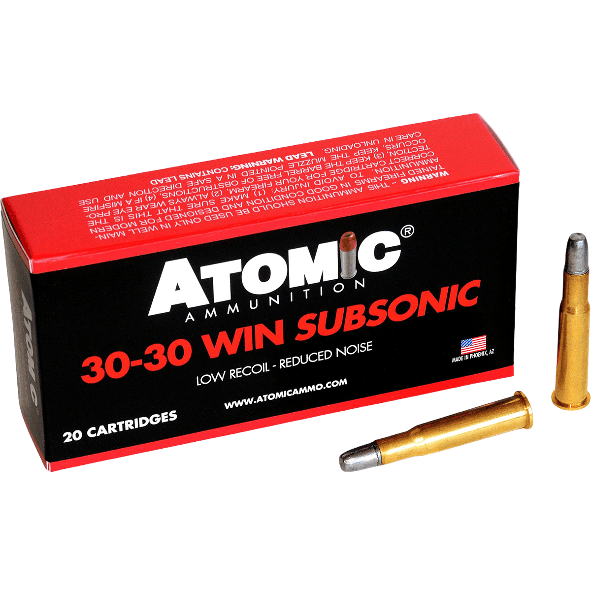 Atomic Ammunition 00410 Subsonic 30-30 Win 165 gr Lead Round Nose Flat Point 20 Per Box Atomic Ammunition 00410 Subsonic 30-30 Win 165 gr Lead Round Nose Flat Point 20 Per Box