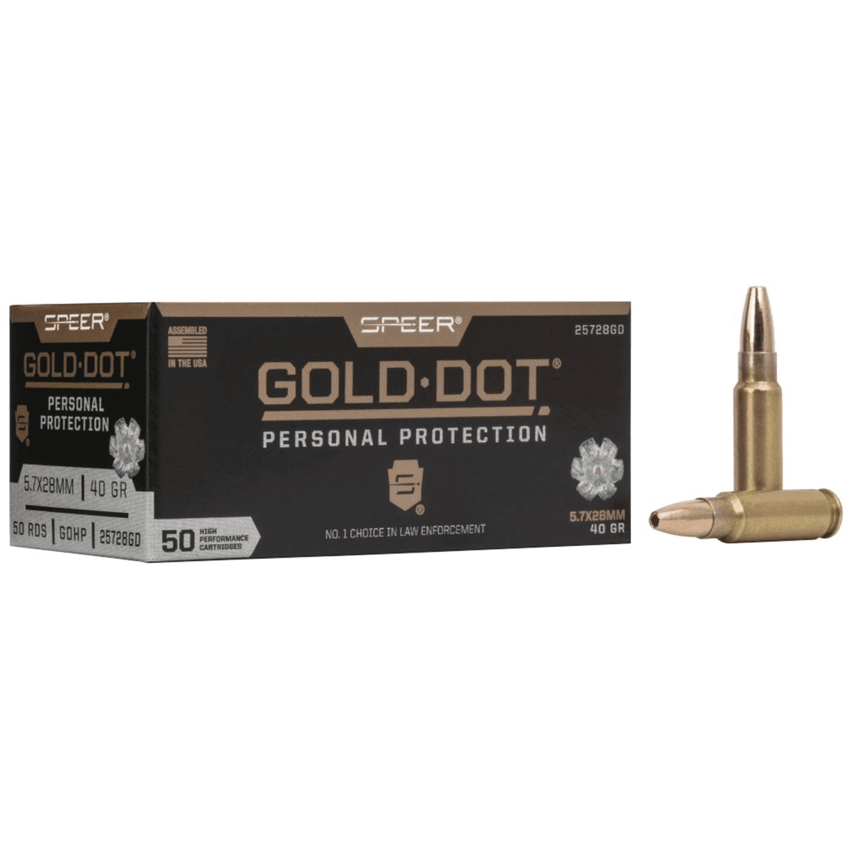 Speer 25728GD Gold Dot Personal Protection 5.7x28mm 40 gr Hollow Point 50 Per Box Speer 25728GD Gold Dot Personal Protection 5.7x28mm 40 gr Hollow Point 50 Per Box