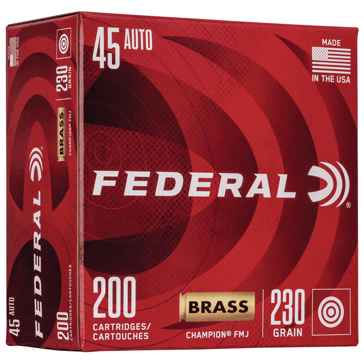 Federal WM52332 Champion Training 45 ACP 230 gr Full Metal Jacket 200 Per Box Federal WM52332 Champion Training 45 ACP 230 gr Full Metal Jacket 200 Per Box