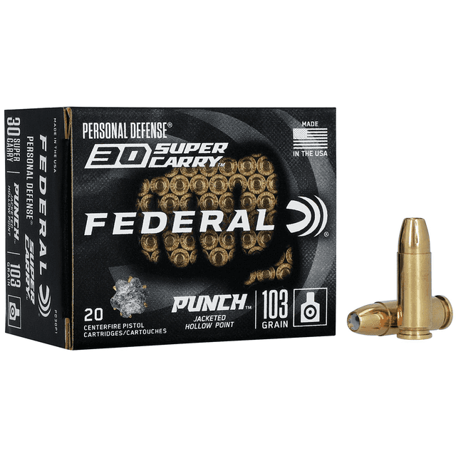Federal Personal Defense 30 Super Carry 103 gr Punch Hollow Point 20 Per Box Federal Personal Defense 30 Super Carry 103 gr Punch Hollow Point 20 Per Box