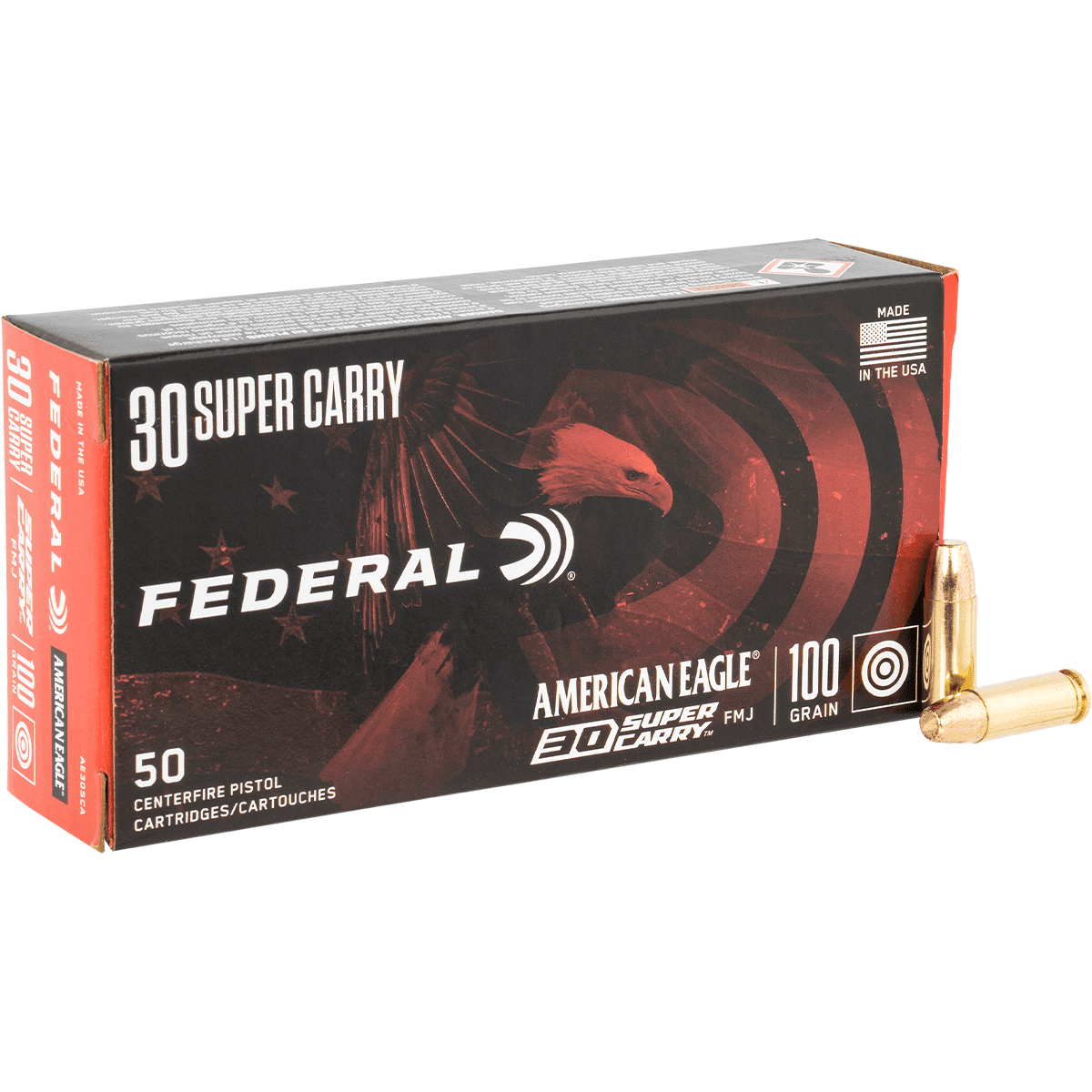 Federal AE30SCA American Eagle Handgun 30 Super Carry 100 gr Full Metal Jacket 50 Per Box Federal AE30SCA American Eagle Handgun 30 Super Carry 100 gr Full Metal Jacket 50 Per Box