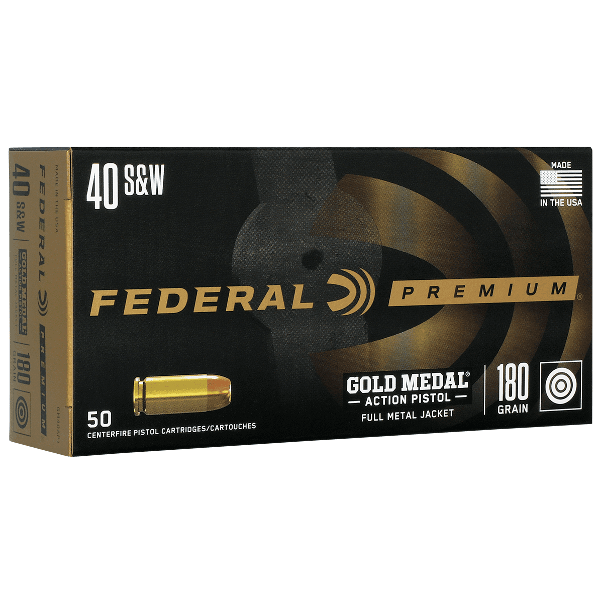 Federal GM40AP1 Gold Medal Centerfire Pistol 40 S&W 180 gr Full Metal Jacket 50 Per Box Federal GM40AP1 Gold Medal Centerfire Pistol 40 S&W 180 gr Full Metal Jacket 50 Per Box