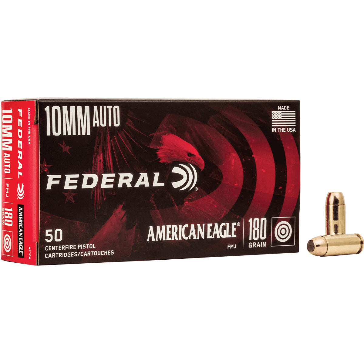 Federal AE10A American Eagle Handgun 10mm Auto 180 gr Full Metal Jacket 50 Per Box Federal AE10A American Eagle Handgun 10mm Auto 180 gr Full Metal Jacket 50 Per Box