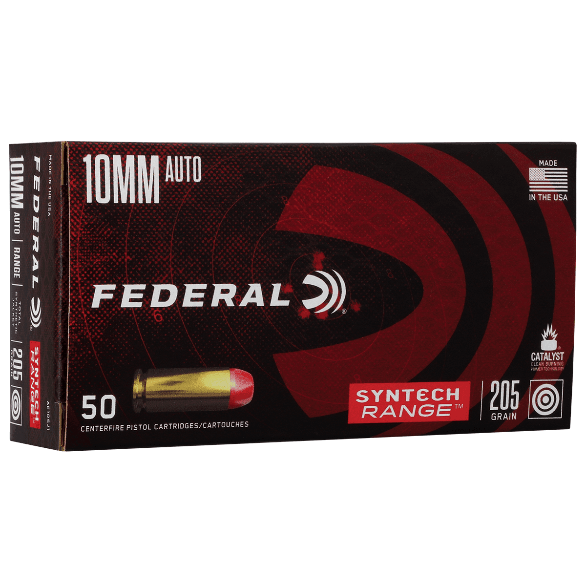 Federal AE10SJ1 Syntech Range Ammo 10mm Auto 205 gr Total Syntech Jacket Flat Nose 50 Per Box Federal AE10SJ1 Syntech Range Ammo 10mm Auto 205 gr Total Syntech Jacket Flat Nose 50 Per Box