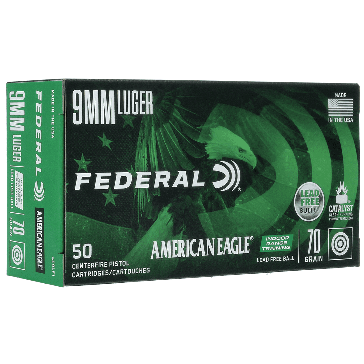 Federal AE9LF1 American Eagle IRT 9mm Luger 70 gr Lead Free IRT 50 Per Box Federal AE9LF1 American Eagle IRT 9mm Luger 70 gr Lead Free IRT 50 Per Box
