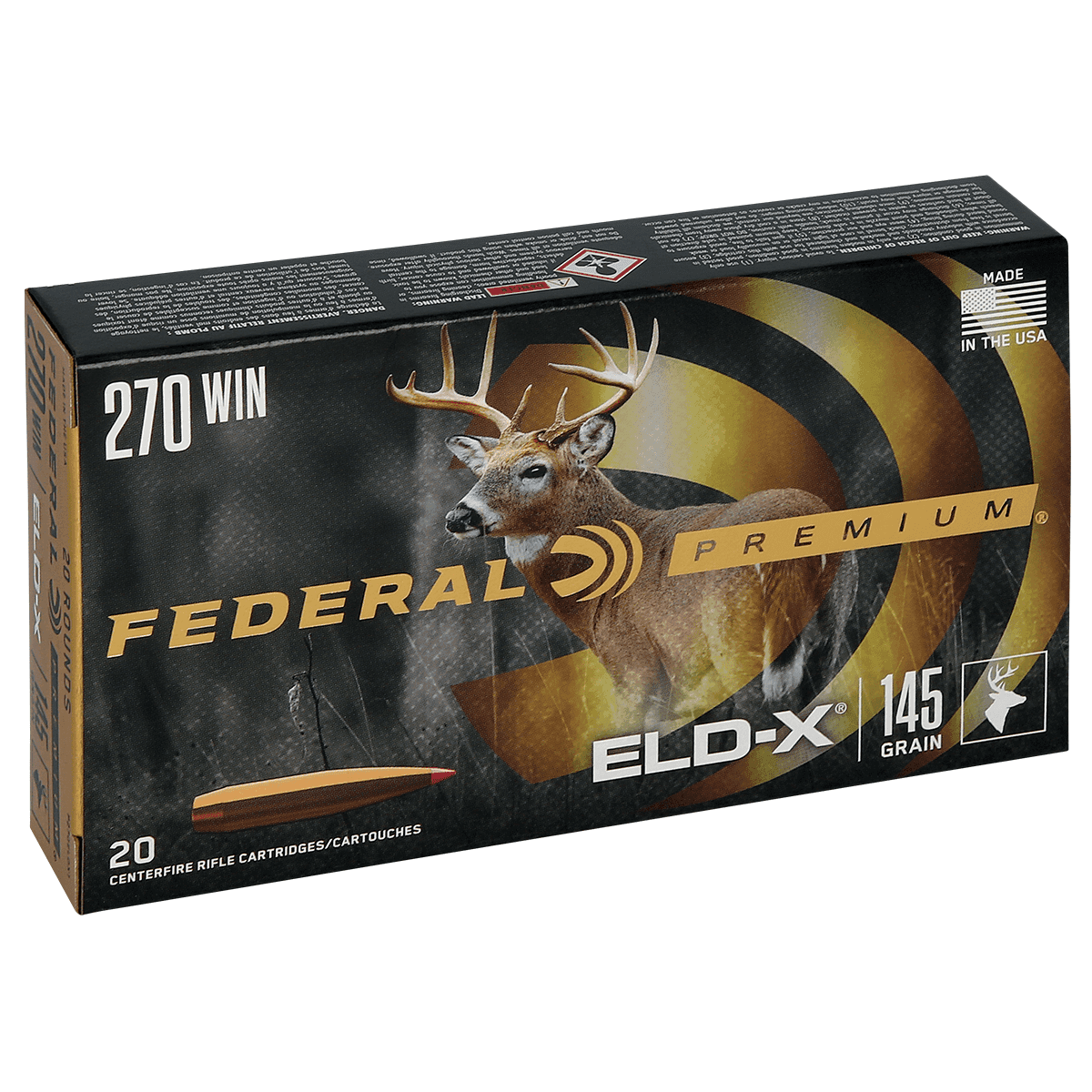 Federal Premium ELD-X 270 Win 145 gr Extremely Low Drag eXpanding 20 Per Box Federal Premium ELD-X 270 Win 145 gr Extremely Low Drag eXpanding 20 Per Box
