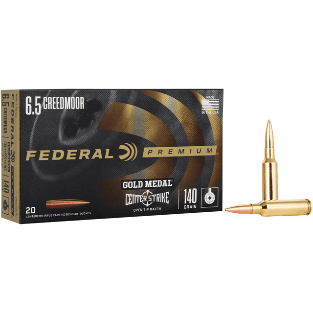 Federal Gold Medal Premium 6.5 Creedmoor 140 gr Open Tip Match 20 Per Box Federal Gold Medal Premium 6.5 Creedmoor 140 gr Open Tip Match 20 Per Box
