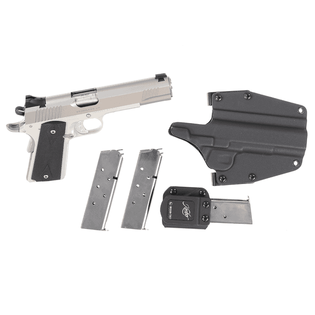 Kimber 1911 Stainless LW 45 ACP 5" 7+1 Semi Automatic Pistol Club Bundle 3 Mags and Holster Kimber 1911 Stainless LW 45 ACP 5" 7+1 Semi Automatic Pistol Club Bundle 3 Mags and Holster