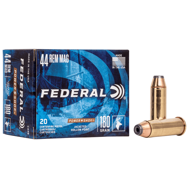 Federal C44B Handgun Defensive Ammo 44 Rem Mag 180 gr Jacket Hollow Point 20 Per Box Federal C44B Handgun Defensive Ammo 44 Rem Mag 180 gr Jacket Hollow Point 20 Per Box