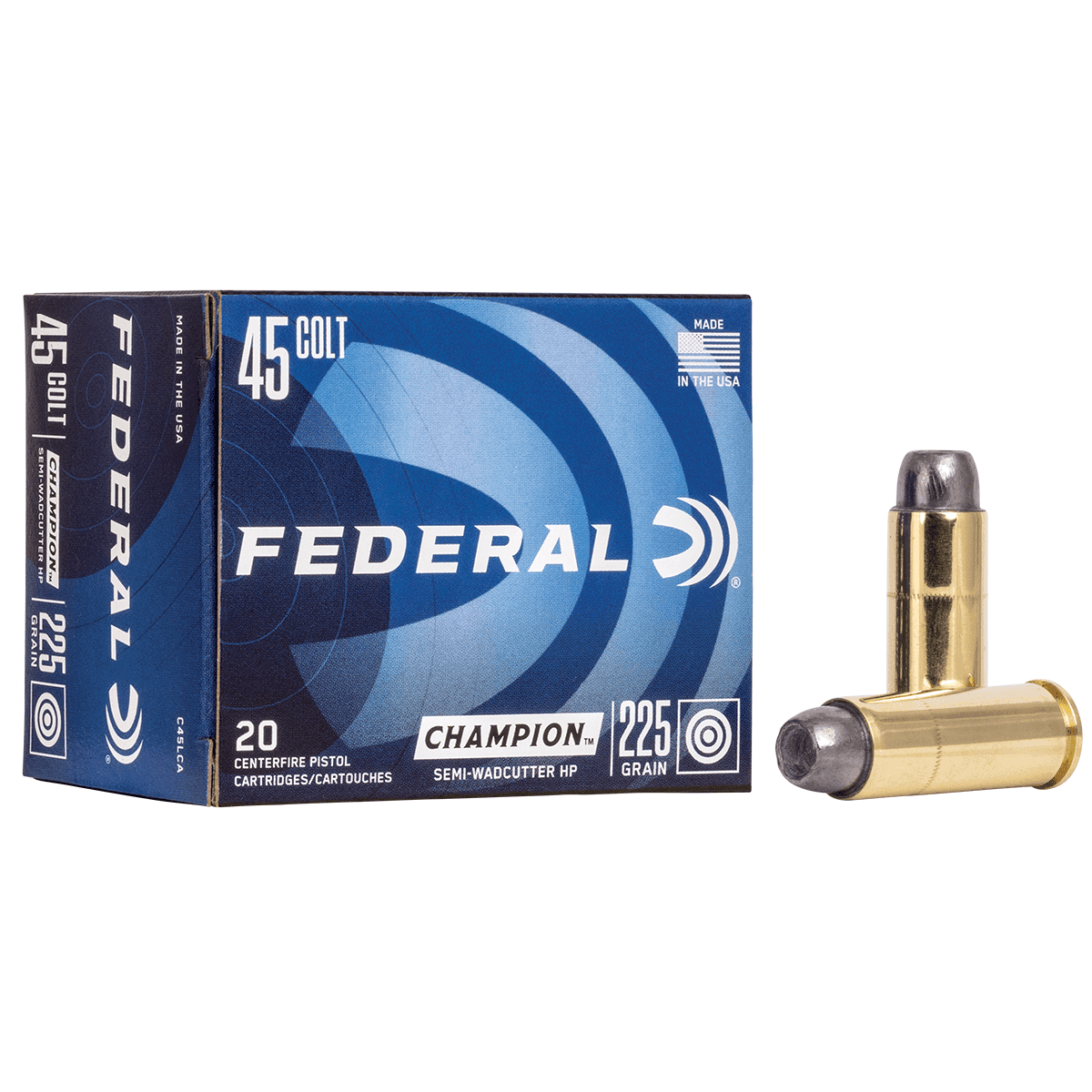Federal Champion Training 45 Colt 225 gr Semi Wadcutter Hollow Point 20 Per Box Federal Champion Training 45 Colt 225 gr Semi Wadcutter Hollow Point 20 Per Box