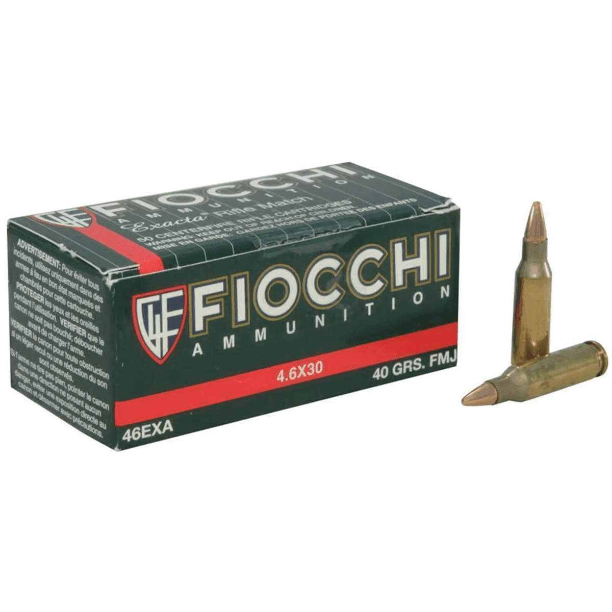 Fiocchi 46EXA Range Dynamics 4.6x30mm H&K 40 gr Full Metal Jacket 50 Per Box Fiocchi 46EXA Range Dynamics 4.6x30mm H&K 40 gr Full Metal Jacket 50 Per Box