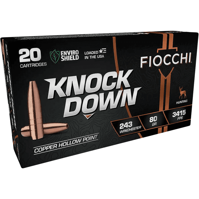 Fiocchi 243CHA Knock Down Enviro Shield 243 Win 80 gr Hollow Point 20 Per Box Fiocchi 243CHA Knock Down Enviro Shield 243 Win 80 gr Hollow Point 20 Per Box