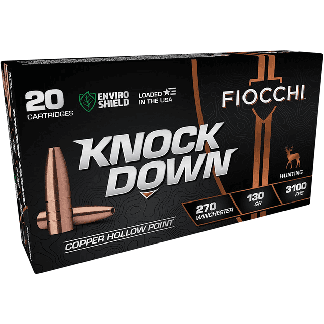 Fiocchi Knock Down Enviro Shield 270 Win 130 gr Hollow Point 20 Per Box Fiocchi Knock Down Enviro Shield 270 Win 130 gr Hollow Point 20 Per Box