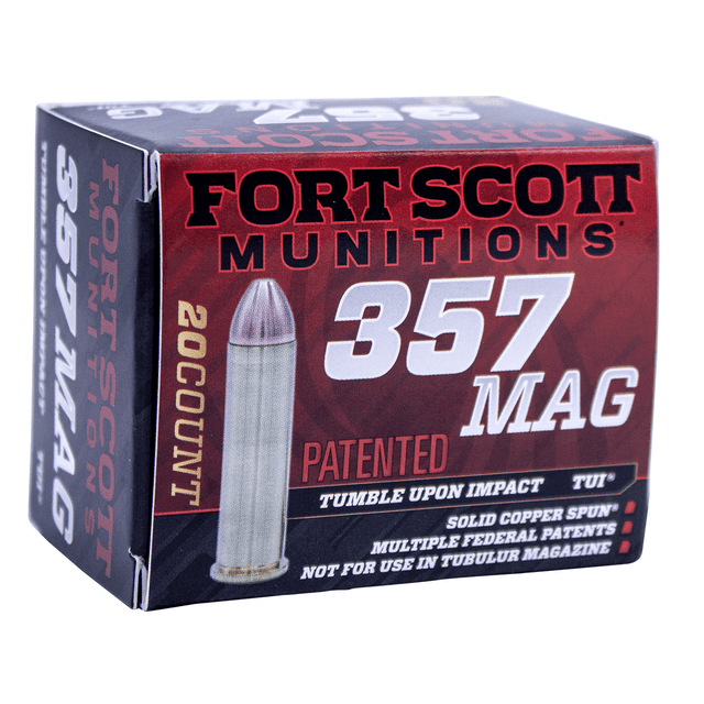 Fort Scott Munitions 357MAG125SCV Tumble Upon Impact (TUI) 357 Mag 125 gr Solid Copper Spun 20 Per Box Fort Scott Munitions 357MAG125SCV Tumble Upon Impact (TUI) 357 Mag 125 gr Solid Copper Spun 20 Per Box