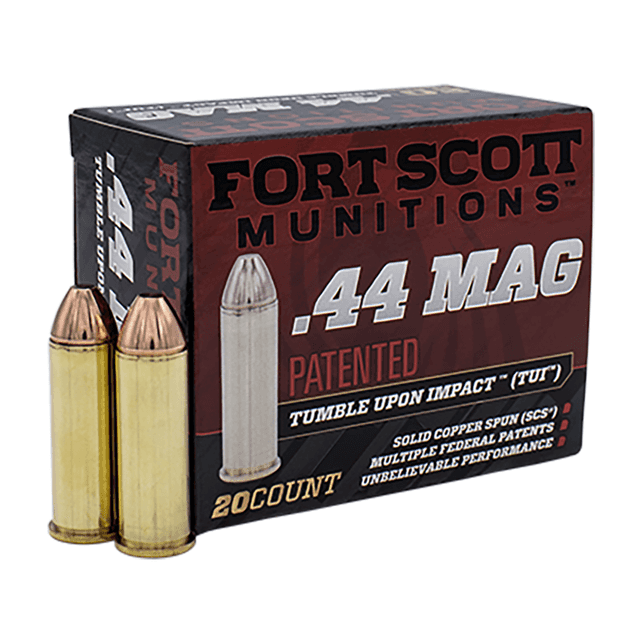 Fort Scott Munitions 44MAG200SCV Tumble Upon Impact (TUI) 44 Rem Mag 200 gr Solid Copper Spun 20 Per Box Fort Scott Munitions 44MAG200SCV Tumble Upon Impact (TUI) 44 Rem Mag 200 gr Solid Copper Spun 20 Per Box