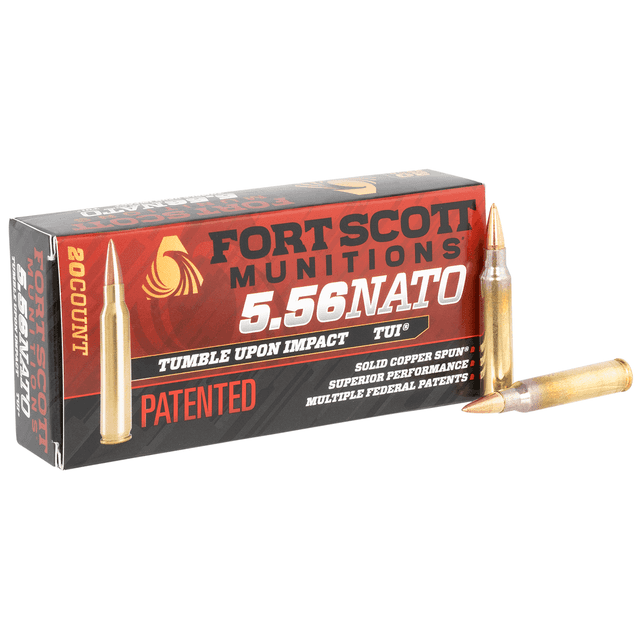 Fort Scott Munitions 556055SCV Tumble Upon Impact (TUI) 5.56x45mm NATO 55 gr Solid Copper Spun 20 Per Box Fort Scott Munitions 556055SCV Tumble Upon Impact (TUI) 5.56x45mm NATO 55 gr Solid Copper Spun 20 Per Box
