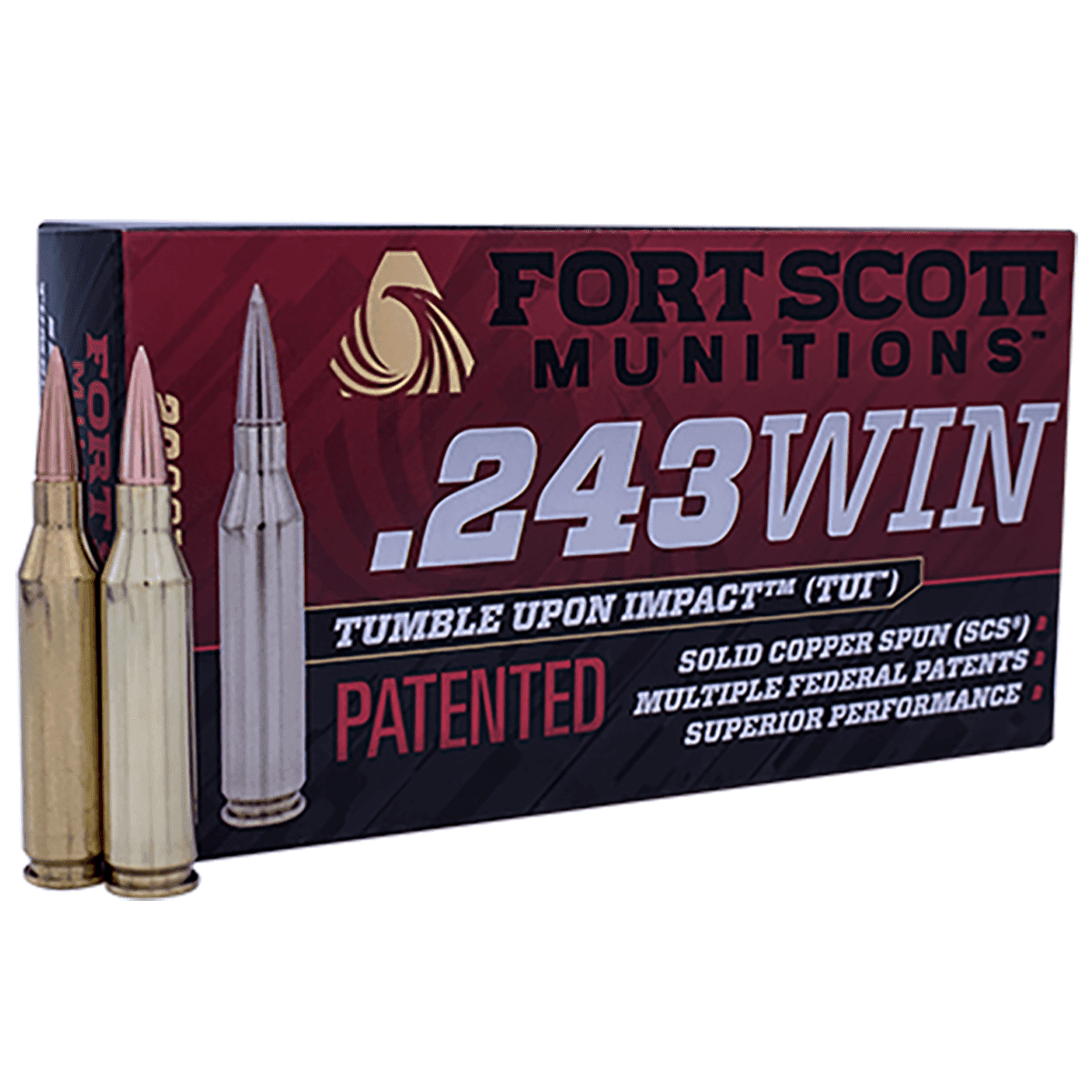 Fort Scott Munitions 243080SCV Tumble Upon Impact (TUI) Rifle 243 Win 80 gr Solid Copper Spun 20 Per Box Fort Scott Munitions 243080SCV Tumble Upon Impact (TUI) Rifle 243 Win 80 gr Solid Copper Spun 20 Per Box