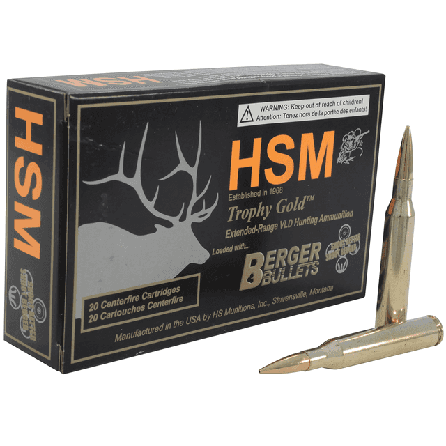 HSM Trophy Gold Extended Range 25-06 Rem 115 gr Berger Hunting VLD Match 20 Per Box HSM Trophy Gold Extended Range 25-06 Rem 115 gr Berger Hunting VLD Match 20 Per Box