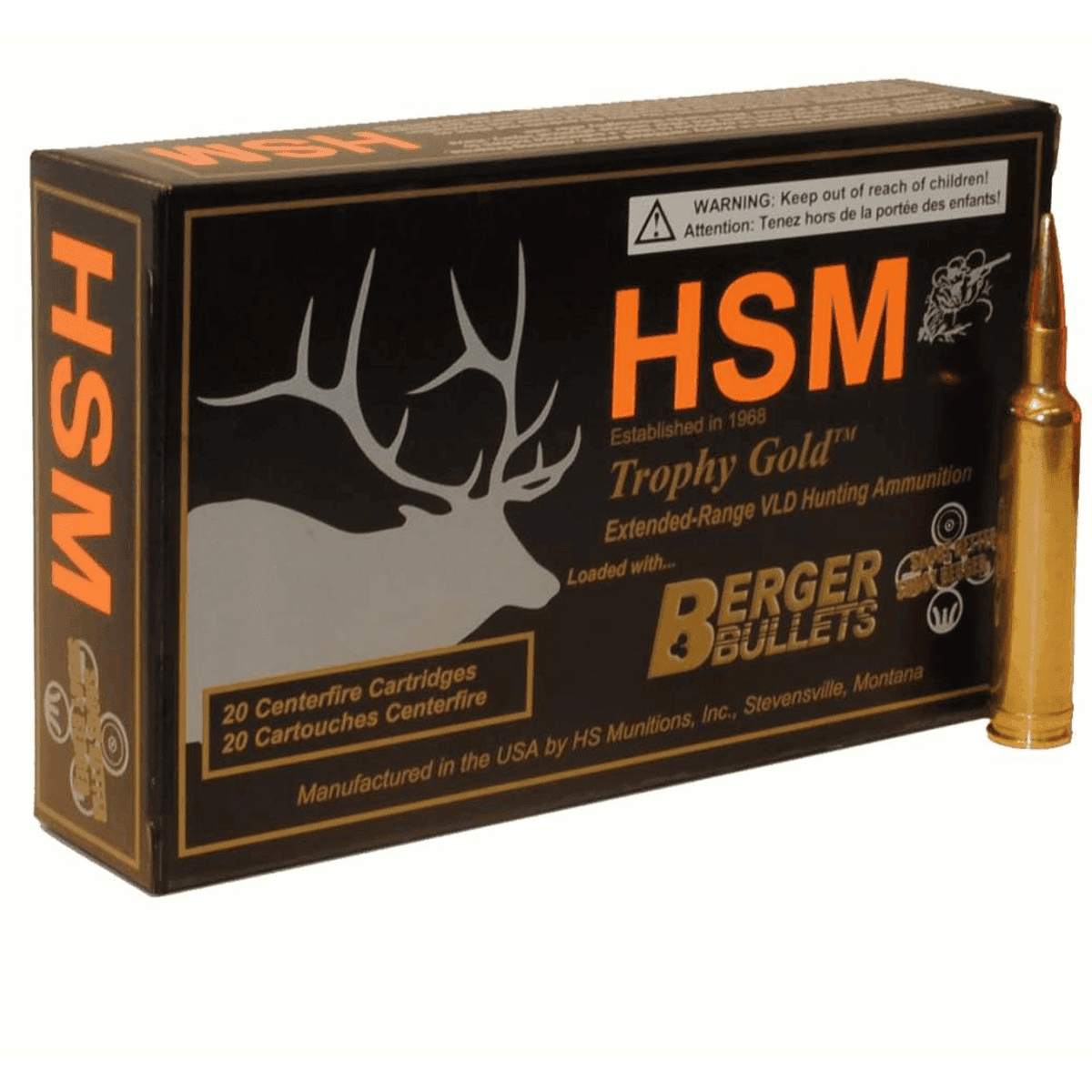 HSM Trophy Gold Extended Range 308 Norma Mag 185 gr Berger Hunting VLD Match 20 Per Box HSM Trophy Gold Extended Range 308 Norma Mag 185 gr Berger Hunting VLD Match 20 Per Box