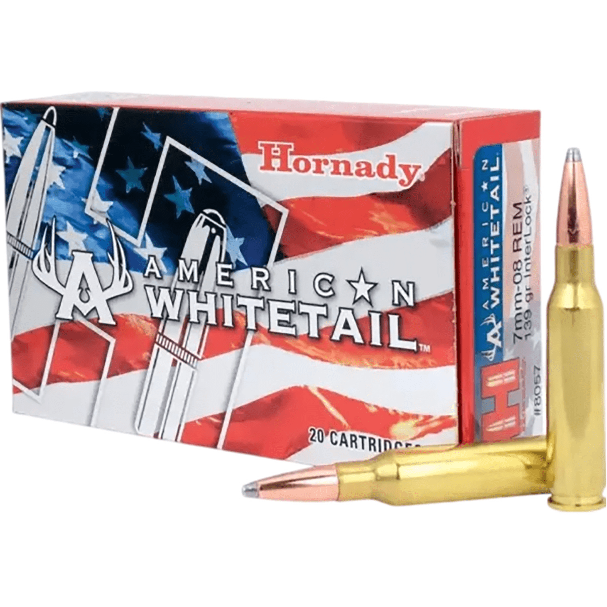 Hornady 8057 American Whitetail 7mm-08 Rem 139 gr InterLock Spire Point 20 Per Box Hornady 8057 American Whitetail 7mm-08 Rem 139 gr InterLock Spire Point 20 Per Box