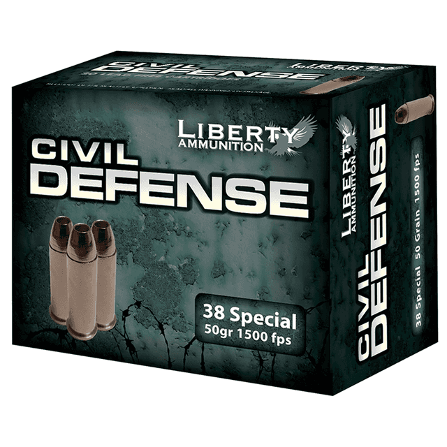 Liberty Ammunition Civil Defense 38 Special 50 gr Lead Free Fragmenting Hollow Point 20 Per Box Liberty Ammunition Civil Defense 38 Special 50 gr Lead Free Fragmenting Hollow Point 20 Per Box