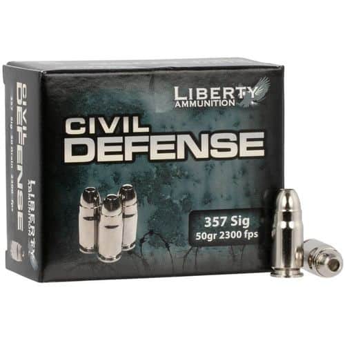 Liberty Ammunition Civil Defense 357 Sig 50 gr Lead Free Fragmenting Hollow Point 20 Per Box Liberty Ammunition Civil Defense 357 Sig 50 gr Lead Free Fragmenting Hollow Point 20 Per Box