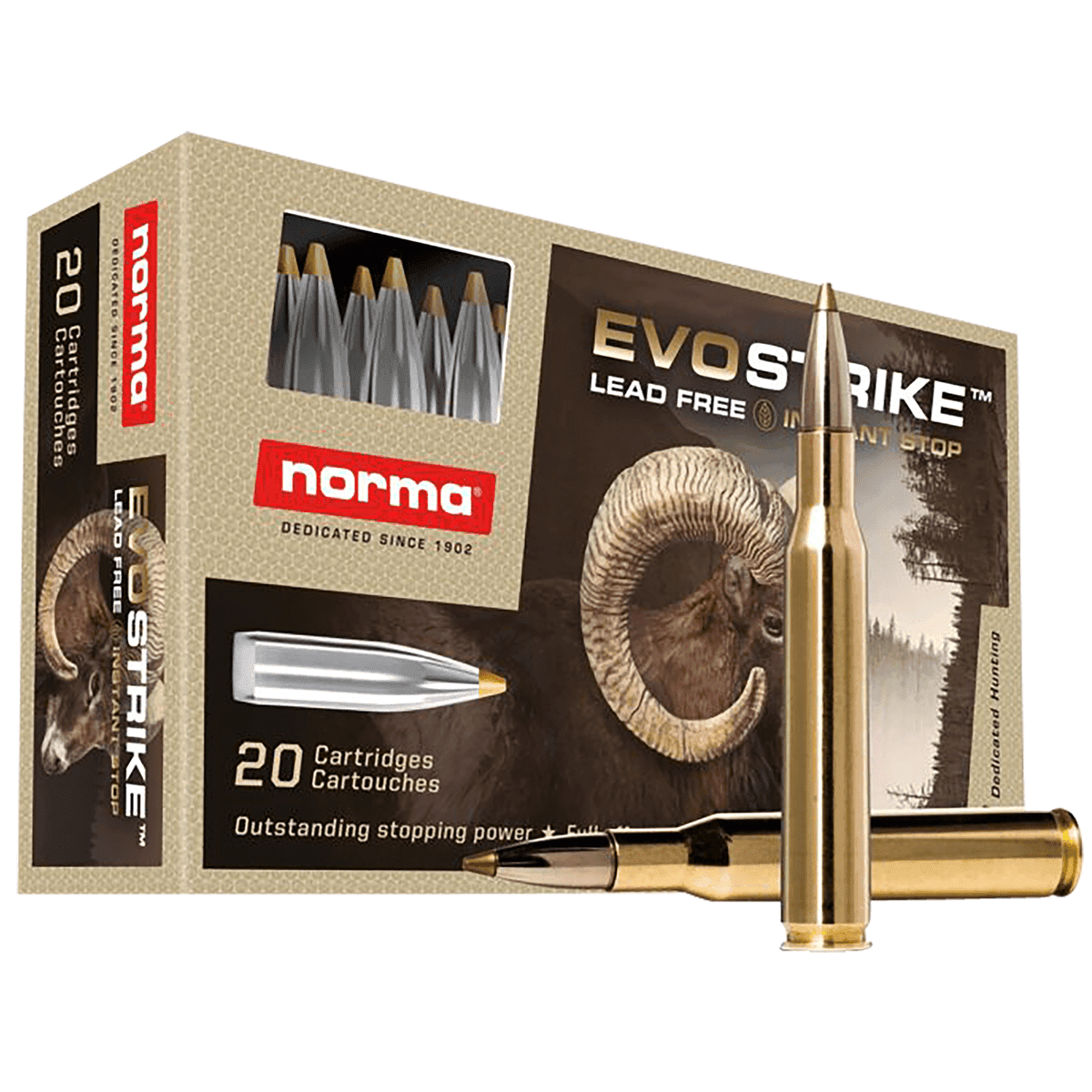 Norma Ammunition Dedicated Hunting Evostrike 270 Win 96 gr Polymer Tip Boat Tail 20 Per Box Norma Ammunition Dedicated Hunting Evostrike 270 Win 96 gr Polymer Tip Boat Tail 20 Per Box