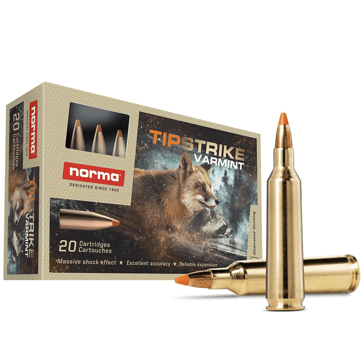 Norma Ammunition Dedicated Hunting Varmint 22-250 Rem 55 gr Polymer Tip 20 Per Box Norma Ammunition Dedicated Hunting Varmint 22-250 Rem 55 gr Polymer Tip 20 Per Box