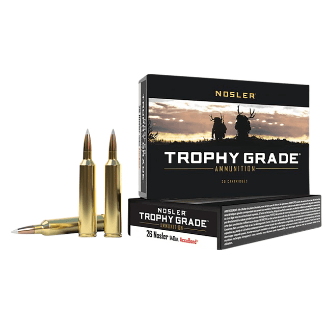 Nosler Trophy Grade 26 Nosler 140 gr Nosler AccuBond 20 Per Box Nosler Trophy Grade 26 Nosler 140 gr Nosler AccuBond 20 Per Box