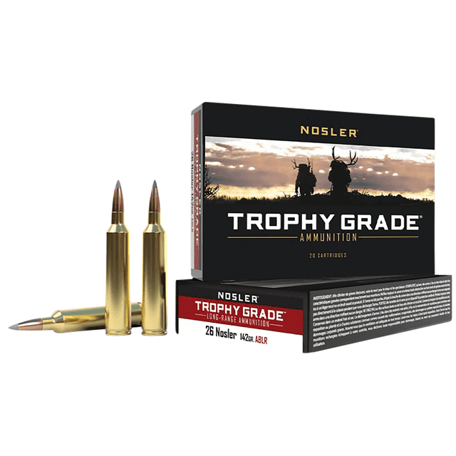 Nosler Trophy Grade Long-Range 26 Nosler 142 gr Nosler Spitzer AccuBond Long Range 20 Per Box Nosler Trophy Grade Long-Range 26 Nosler 142 gr Nosler Spitzer AccuBond Long Range 20 Per Box