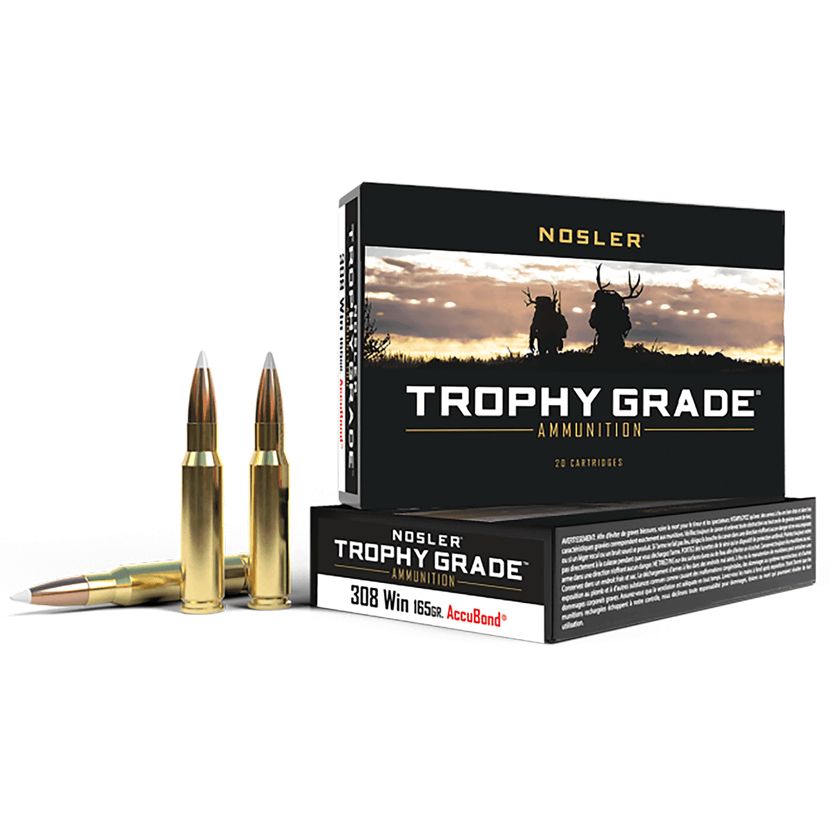 Nosler Trophy Grade 308 Win 165 gr Nosler AccuBond 20 Per Box Nosler Trophy Grade 308 Win 165 gr Nosler AccuBond 20 Per Box
