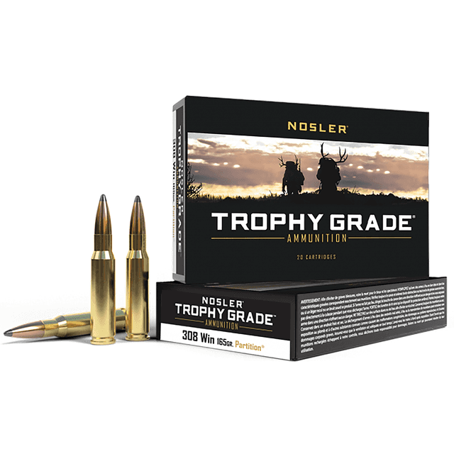 Nosler Trophy Grade 308 Win 165 gr Nosler Spitzer Partition 20 Per Box Nosler Trophy Grade 308 Win 165 gr Nosler Spitzer Partition 20 Per Box