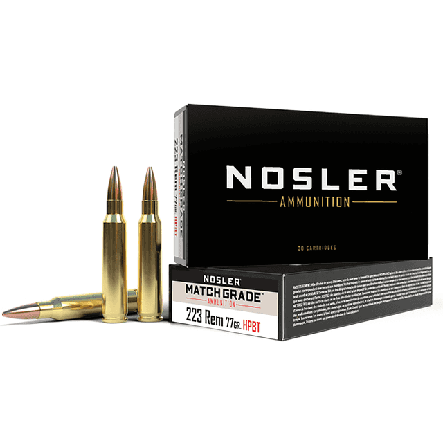 Nosler Match Grade 223 Rem 77 gr Custom Competition Hollow Point Boat Tail 20 Per Box Nosler Match Grade 223 Rem 77 gr Custom Competition Hollow Point Boat Tail 20 Per Box