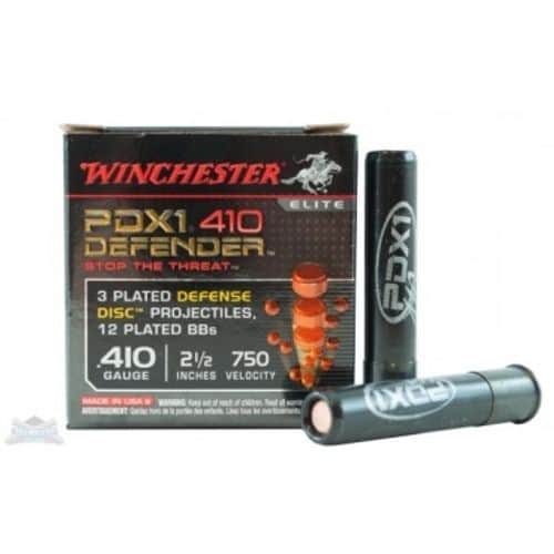 Winchester Ammo PDX1 Defender 410 Gauge 2.50" 3 Defense Discs 12 BBs Shot - S410PDX1 Winchester Ammo PDX1 Defender 410 Gauge 2.50" 3 Defense Discs 12 BBs Shot - S410PDX1