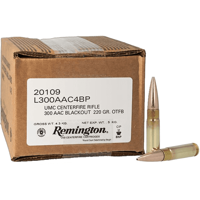 Remington Ammunition UMC Mega Pack 300 Blackout 220 gr Open Tip Flat Base 200 Per Box Remington Ammunition UMC Mega Pack 300 Blackout 220 gr Open Tip Flat Base 200 Per Box