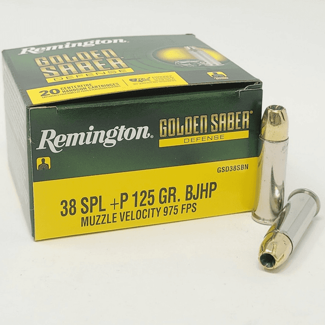 Remington Ammunition Golden Saber Defense 38 Special +P 125 gr Brass Jacket Hollow Point 20 Per Box Remington Ammunition Golden Saber Defense 38 Special +P 125 gr Brass Jacket Hollow Point 20 Per Box
