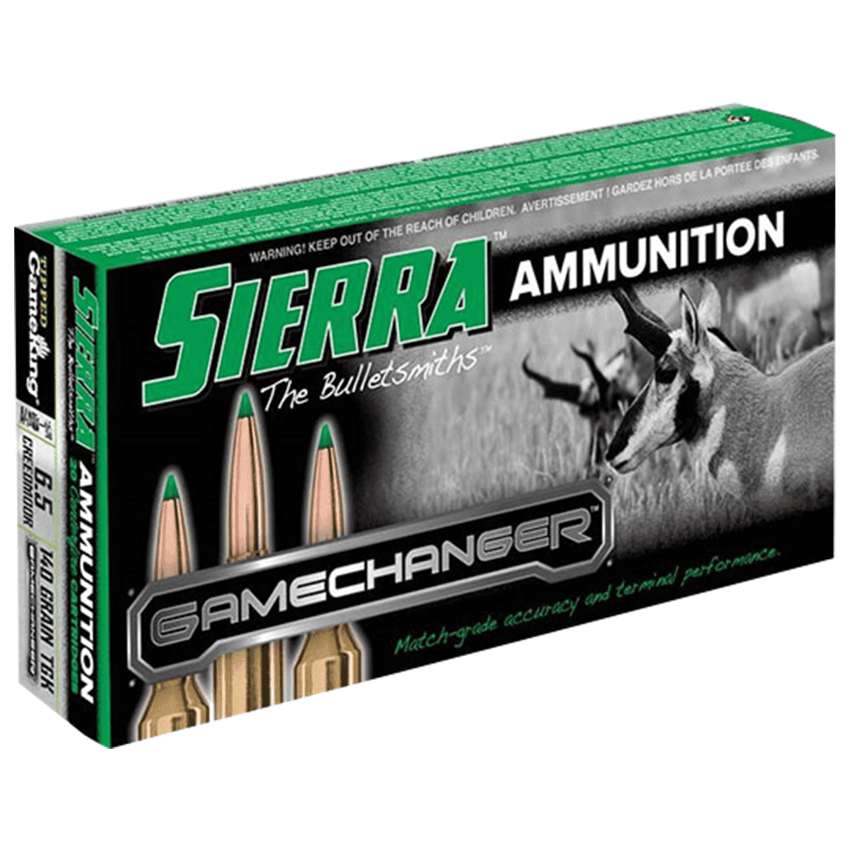 Sierra GameChanger 6.5 Creedmoor 140 gr Sierra Tipped GameKing 20 Per box Sierra GameChanger 6.5 Creedmoor 140 gr Sierra Tipped GameKing 20 Per box