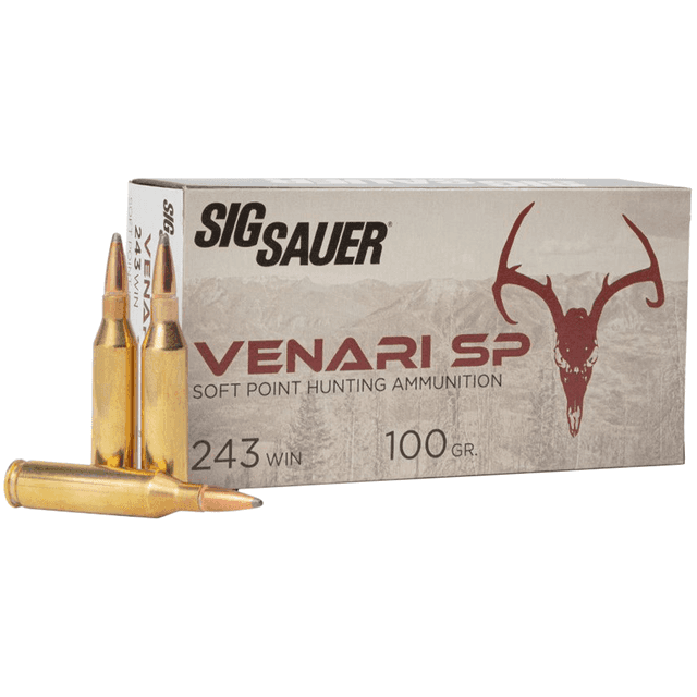 Sig Sauer Venari 243 Win 100 gr Soft Point 20 Per Box Hunting Ammo Sig Sauer Venari 243 Win 100 gr Soft Point 20 Per Box Hunting Ammo
