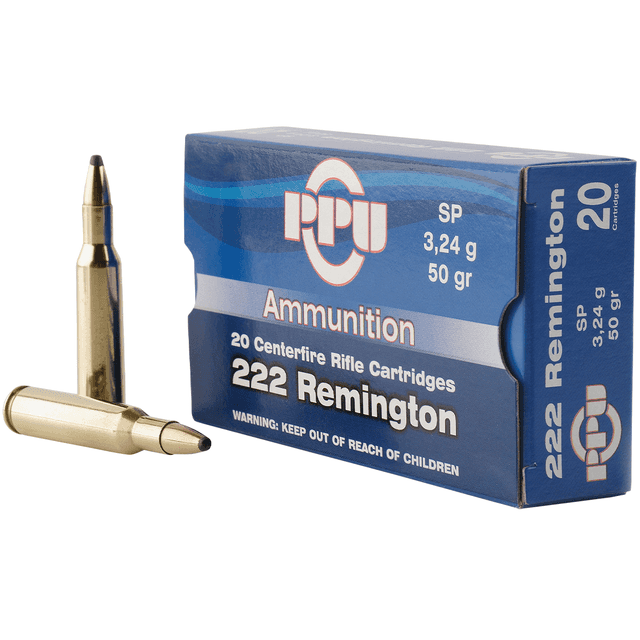 PPU Standard Rifle 222 Rem 50 gr Soft Point - PP222 PPU Standard Rifle 222 Rem 50 gr Soft Point - PP222