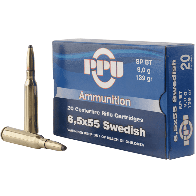 PPU Metric Rifle 6.5x55 Swedish 139 gr Soft Point Boat Tail 20 Per Box PPU Metric Rifle 6.5x55 Swedish 139 gr Soft Point Boat Tail 20 Per Box