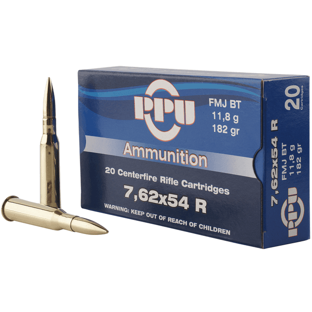 PPU Metric Rifle 7.62x54mmR 182 gr Full Metal Jacket Boat Tail 20 Per Box/ PPU Metric Rifle 7.62x54mmR 182 gr Full Metal Jacket Boat Tail 20 Per Box/