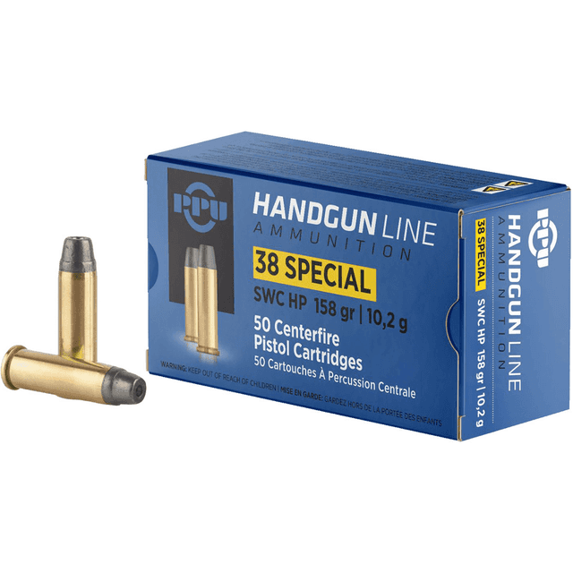 PPU Handgun 38 Special 158 gr Semi Wadcutter Hollow Point PPH38SH PPU Handgun 38 Special 158 gr Semi Wadcutter Hollow Point PPH38SH