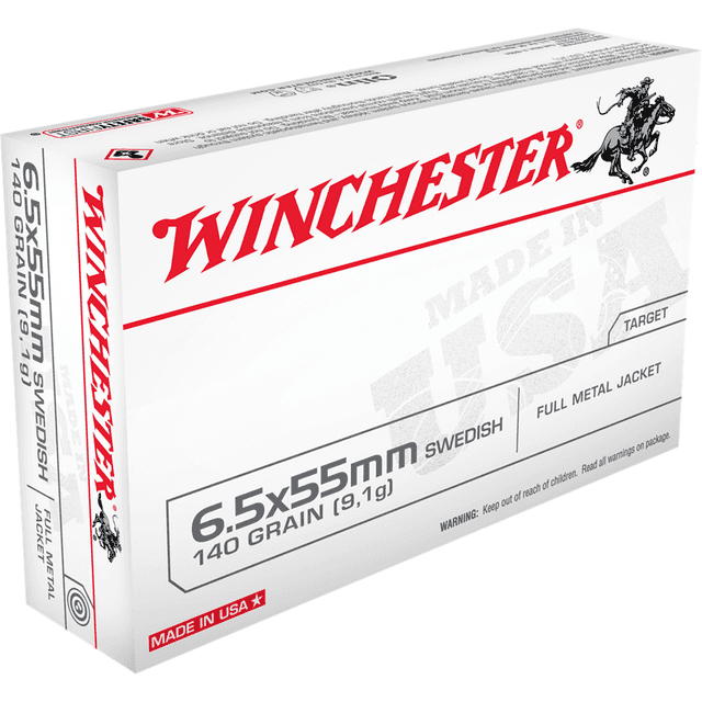 Winchester Ammo USA Target 6.5x55 Swedish 140 gr Full Metal Jacket - USA6555 Winchester Ammo USA Target 6.5x55 Swedish 140 gr Full Metal Jacket - USA6555