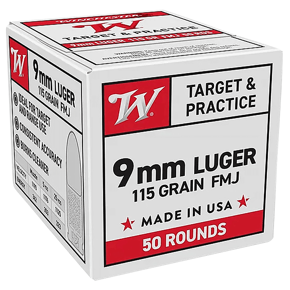 Winchester Ammo W9MM50 9mm Luger 115 gr Full Metal Jacket 50 Per Box Winchester Ammo W9MM50 9mm Luger 115 gr Full Metal Jacket 50 Per Box