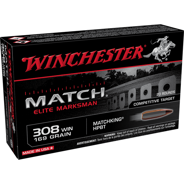 Winchester Ammo Match Elite Marksman 308 Win 169 gr Sierra MatchKing BTHP 20 Per Box Winchester Ammo Match Elite Marksman 308 Win 169 gr Sierra MatchKing BTHP 20 Per Box
