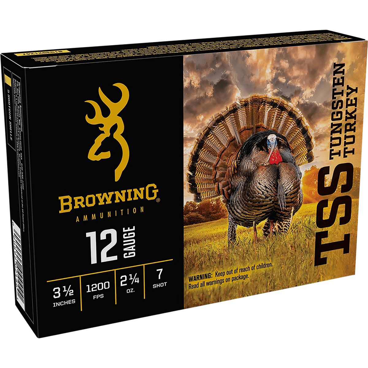 Browning Ammo TSS Tungsten Turkey 12 Gauge 3.50" 2 1/4 oz Tungsten 7 Shot 5 Per Box Browning Ammo TSS Tungsten Turkey 12 Gauge 3.50" 2 1/4 oz Tungsten 7 Shot 5 Per Box