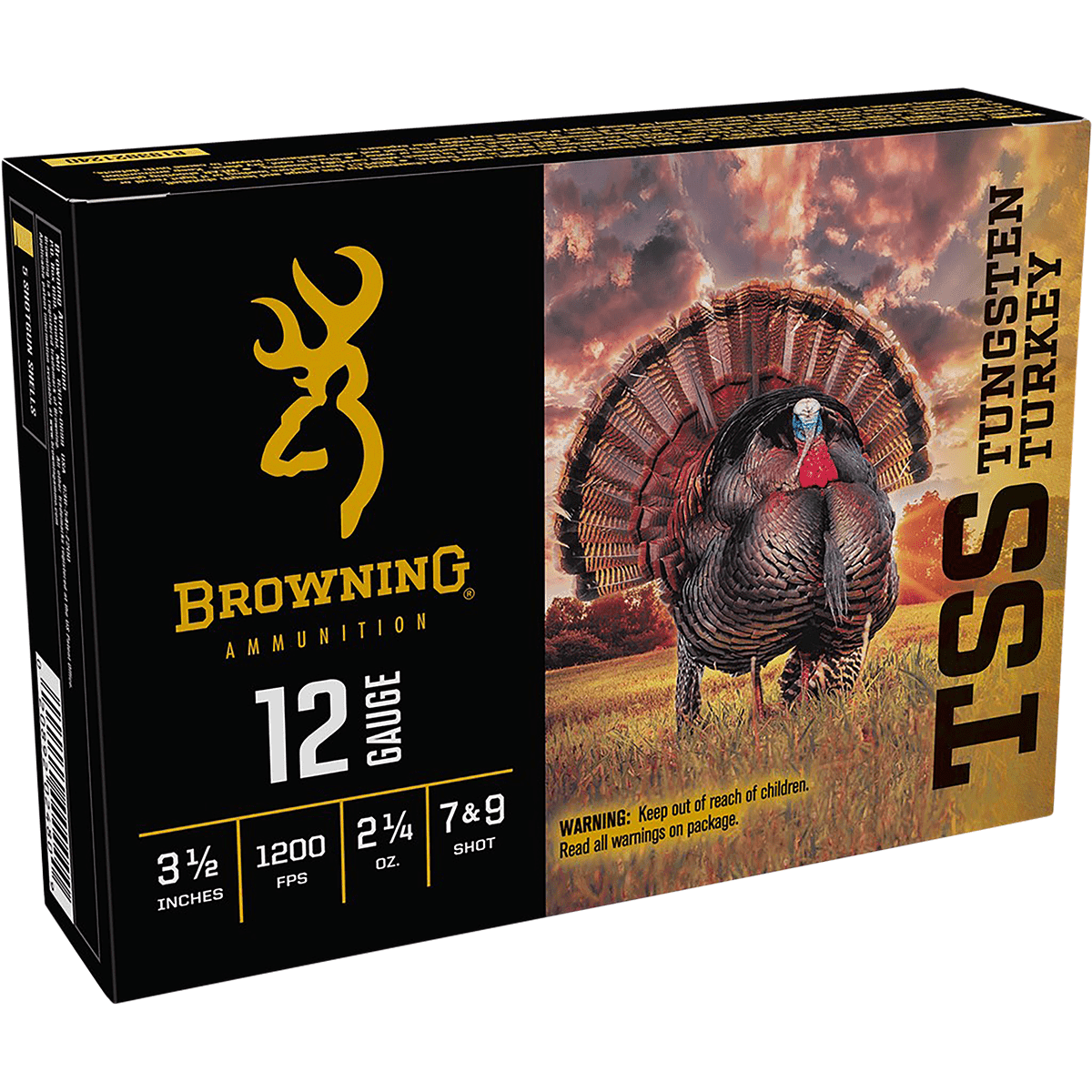 Browning Ammo TSS Tungsten Turkey 12 Gauge 3.50" 2 1/4 oz Tungsten 7/9 Shot 5 Per Box Browning Ammo TSS Tungsten Turkey 12 Gauge 3.50" 2 1/4 oz Tungsten 7/9 Shot 5 Per Box