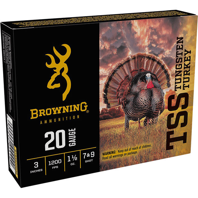 Browning Ammo TSS Tungsten Turkey 20 Gauge 3" 1 1/2 oz Tungsten 7/9 Shot 5 Per Box Browning Ammo TSS Tungsten Turkey 20 Gauge 3" 1 1/2 oz Tungsten 7/9 Shot 5 Per Box